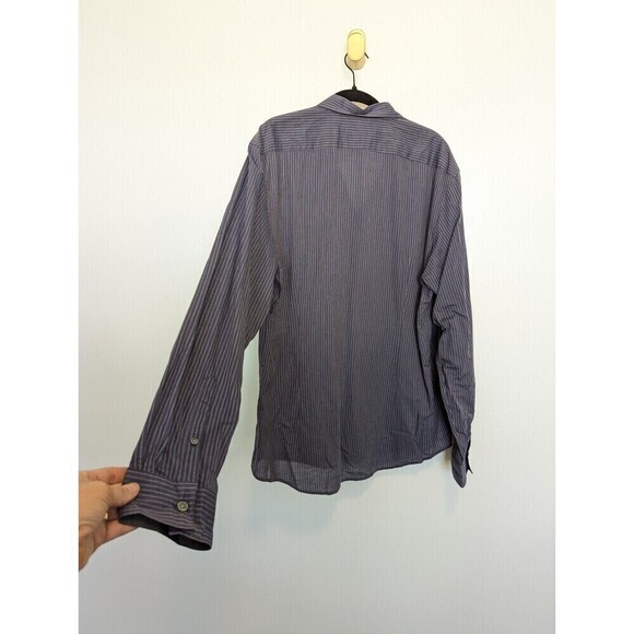 John Varvatos Button Up Shirt Mens Large Blue Striped - Picture 6 of 11